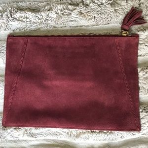 Neely & Chloe Burgundy Zippered Flat Clutch Bag